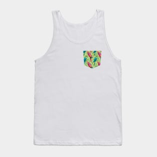 Pocket- watercolor tropical palms parrots Tank Top